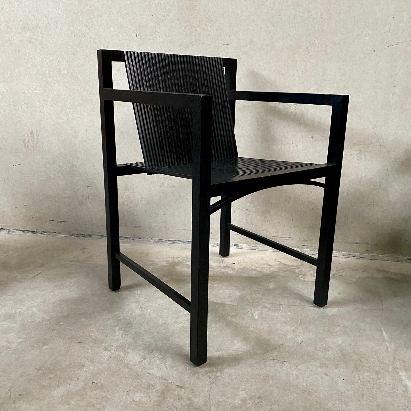 6 x Ruud-Jan Kokke black "latjes" chairs for 't Spectrum, Netherlands 1980