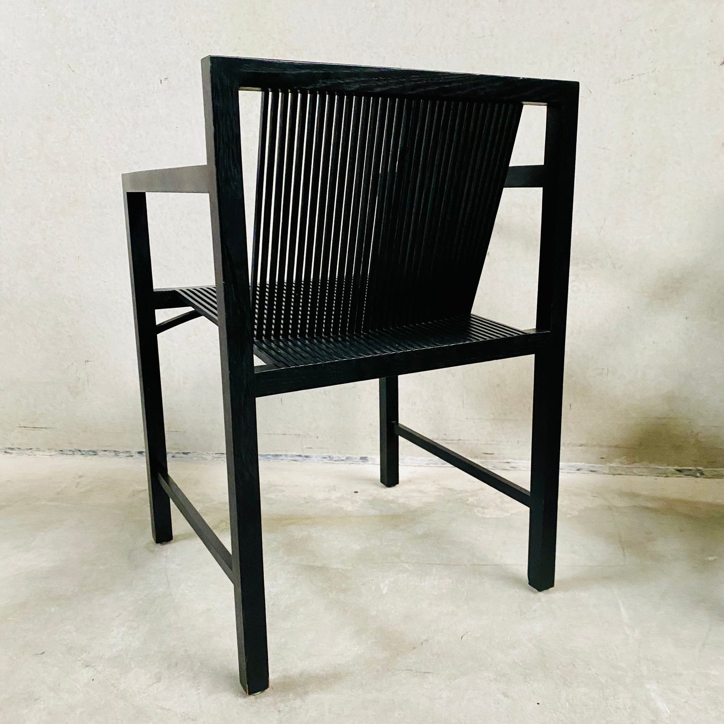 6 x Ruud-Jan Kokke black "latjes" chairs for 't Spectrum, Netherlands 1980