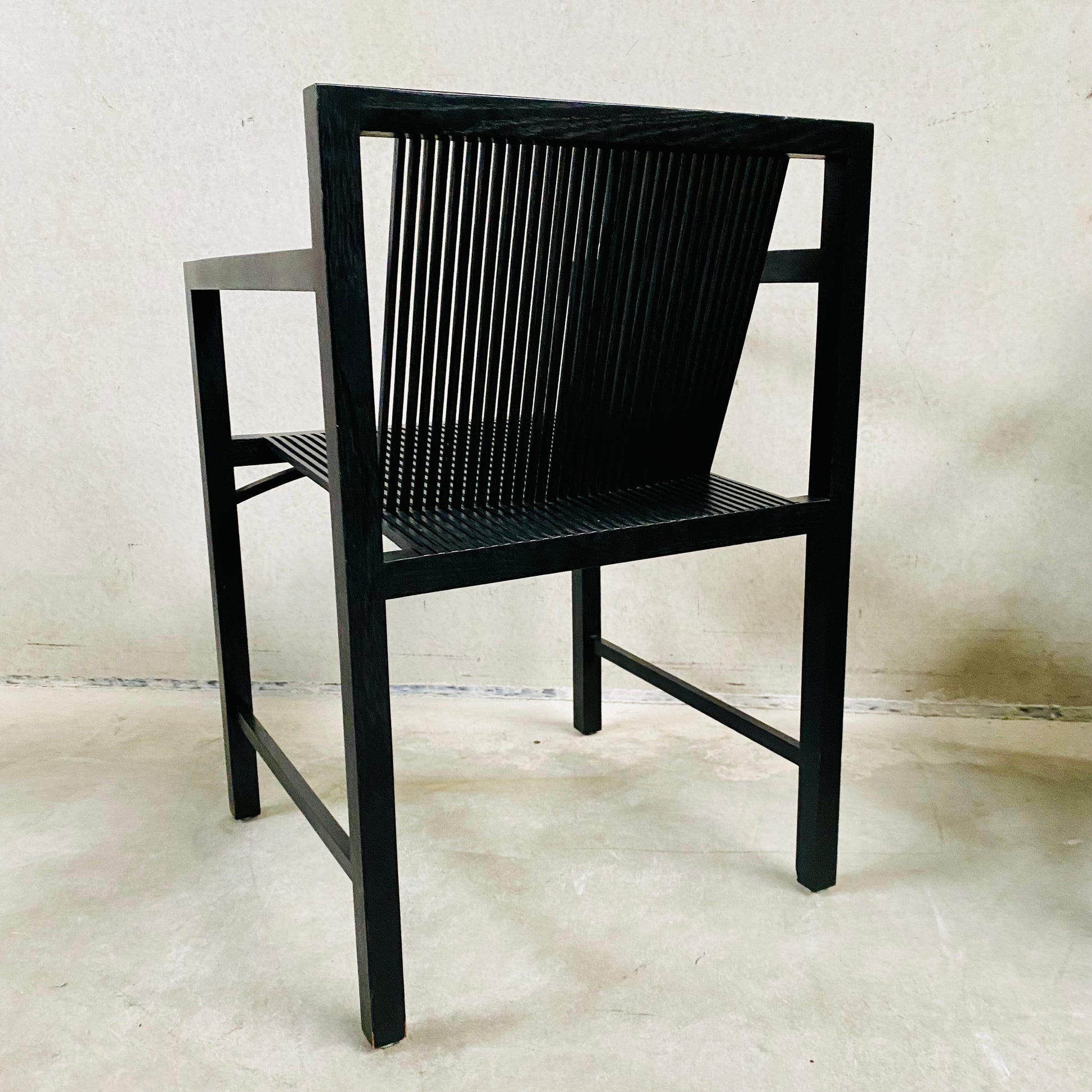 6 x Ruud-Jan Kokke black "latjes" chairs for 't Spectrum, Netherlands 1980