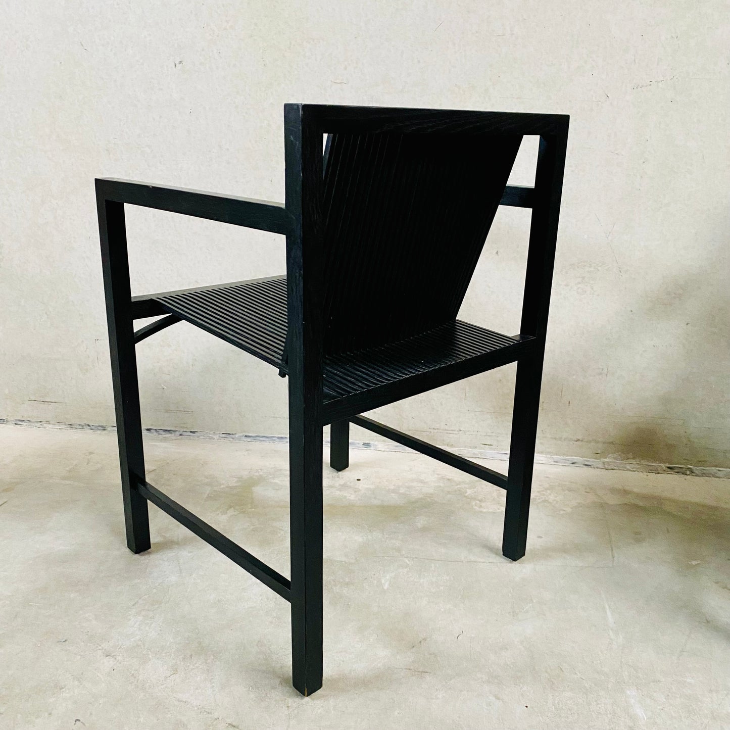 6 x chaises "latjes" noires Ruud-Jan Kokke pour 't Spectrum, Pays-Bas 1980