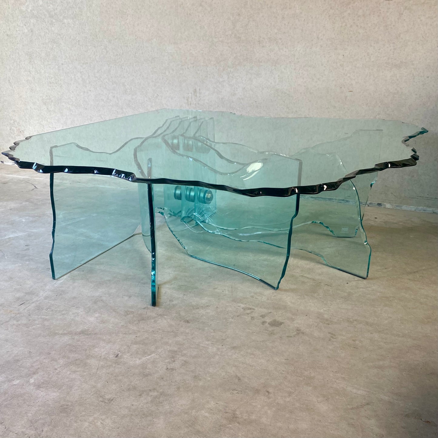 Table basse sculpturale en verre sculpté à la main « Coquillage » de Fiam Italia, par Danny Lane, Italie, 1988