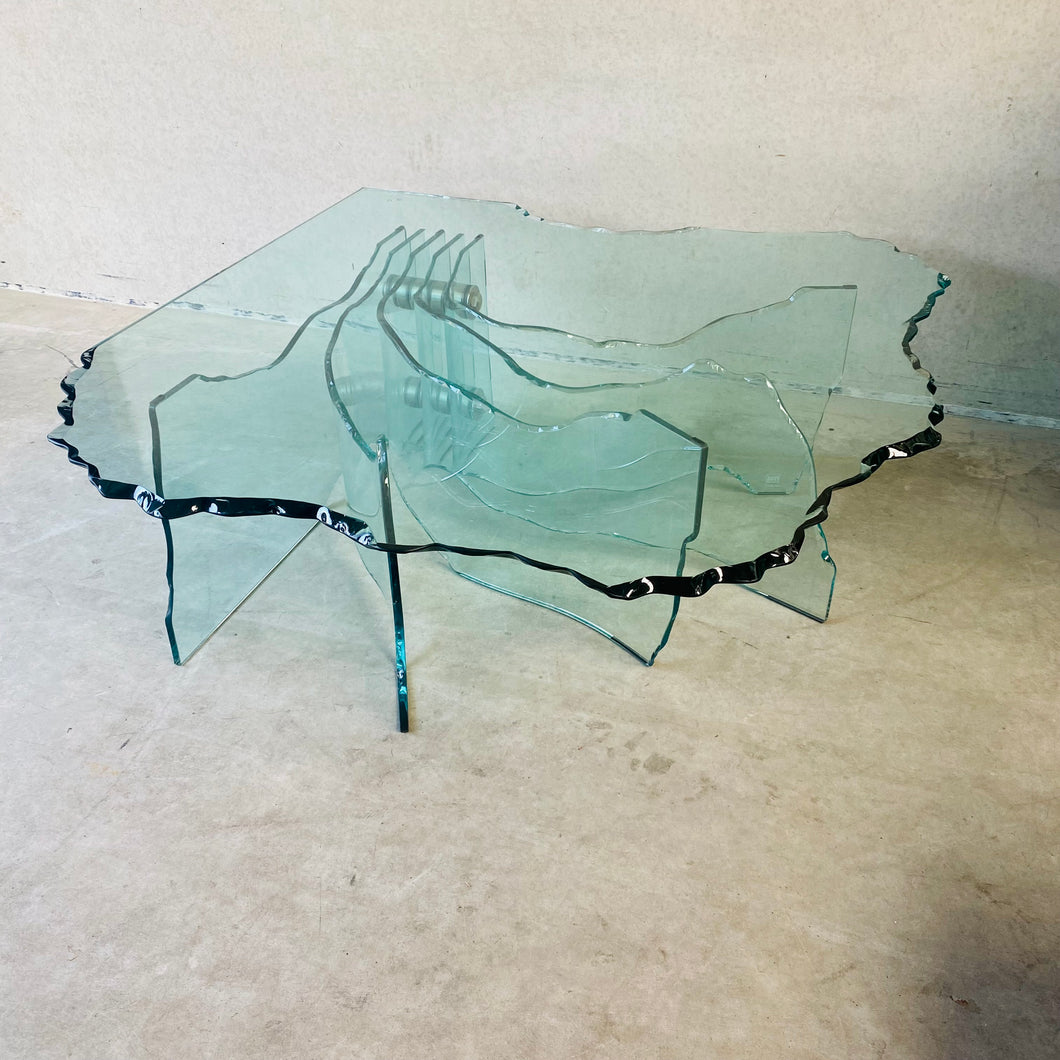 Fiam Italia Sculptural Hand-carved Glass Coffee Table 