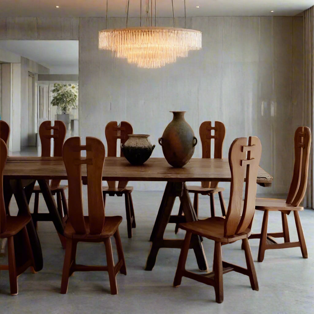 Set aus 4 Esszimmerstühlen im brutalistischen Stil aus massiver Eiche von Kunstmeubelen De Puydt, Belgien, 1970