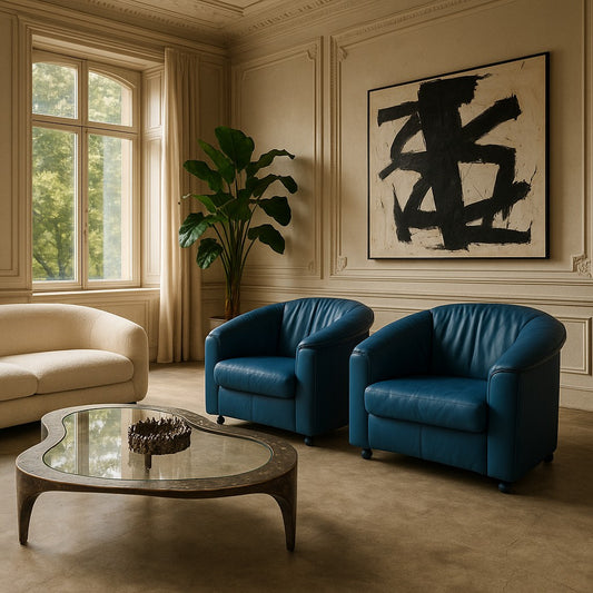 2 x Mid-century Leather Arm Chairs by Paolo Piva for Wittmann, Austria 1980