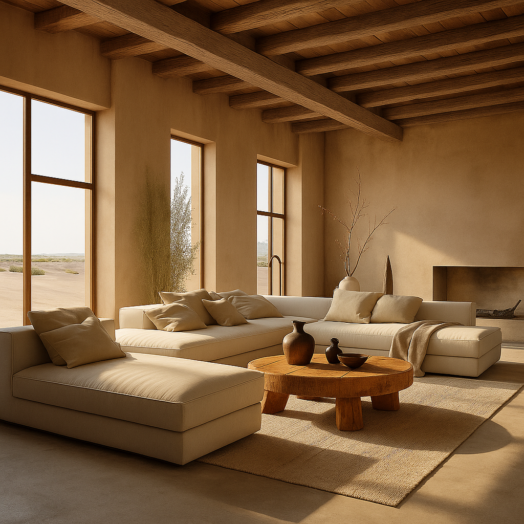 Brutalist Round Solid Oak Coffee Table, France