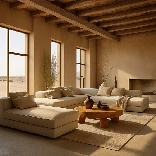 Brutalist Round Solid Oak Coffee Table, France