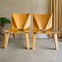 Load image into Gallery viewer, 2 x Mid-century Oak Low Easy Chairs, Italy 1990
