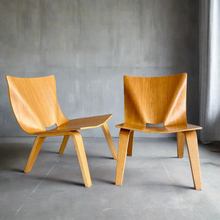 Load image into Gallery viewer, 2 x Mid-century Oak Low Easy Chairs, Italy 1990
