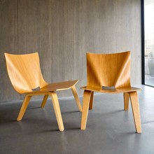 Load image into Gallery viewer, 2 x Mid-century Oak Low Easy Chairs, Italy 1990
