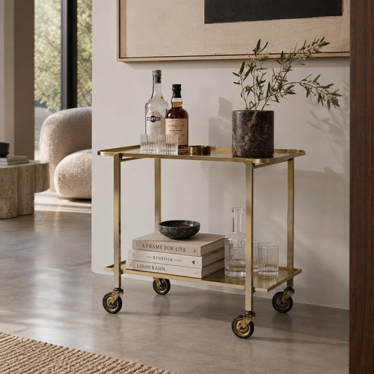 Mid-century Modern Gold Aluminum Bar Cart by Werkenswurf Sihlmetall, Switserland 1970