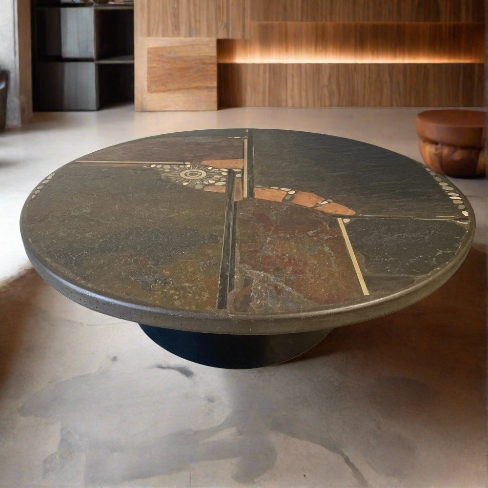 Brutalist Round Coffee Table by Sculptor Paul Kingma, Netherlands 1985