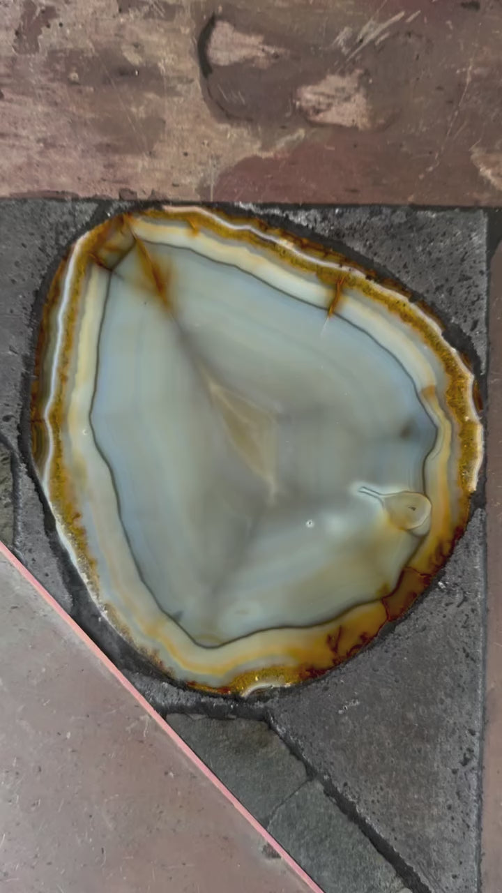 Brutalist Slate Stone Brass Coffee Table by Studio Stam 1980