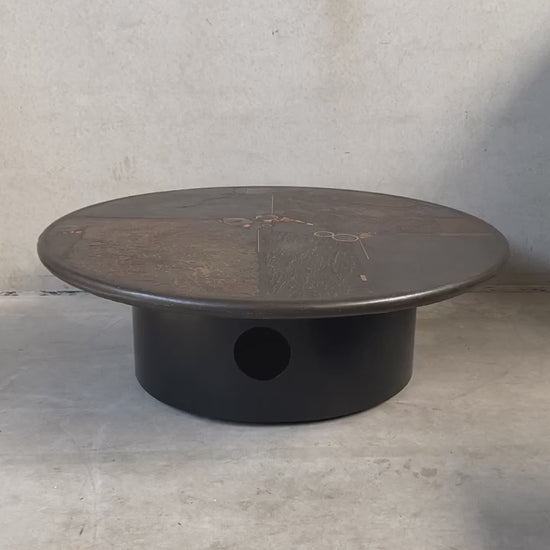 Brutalist Round Coffee Table by Sculptor Paul Kingma, Netherlands 1985