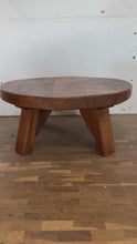 Load and play video in Gallery viewer, Brutalist Round Solid Oak Coffee Table, France
