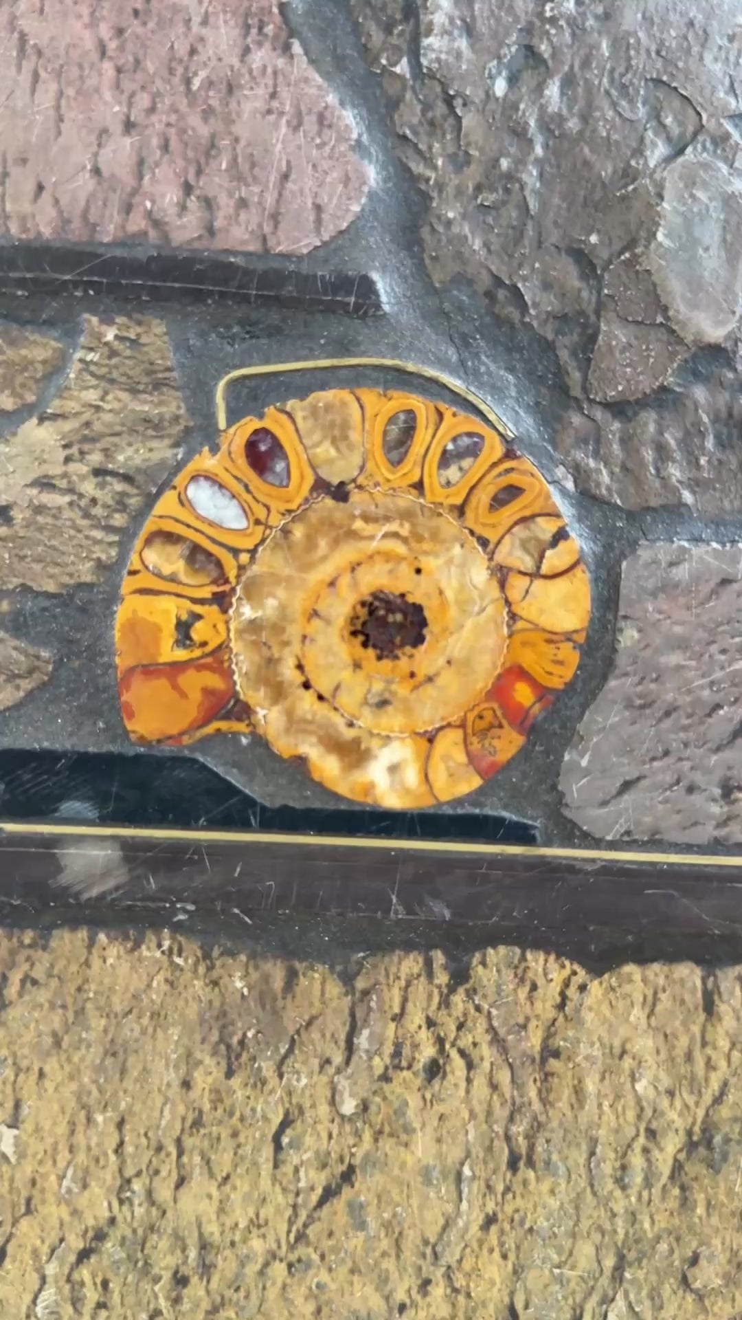 Brutalist Round Slate Stone Ammonite Coffee Table, Netherlands 99