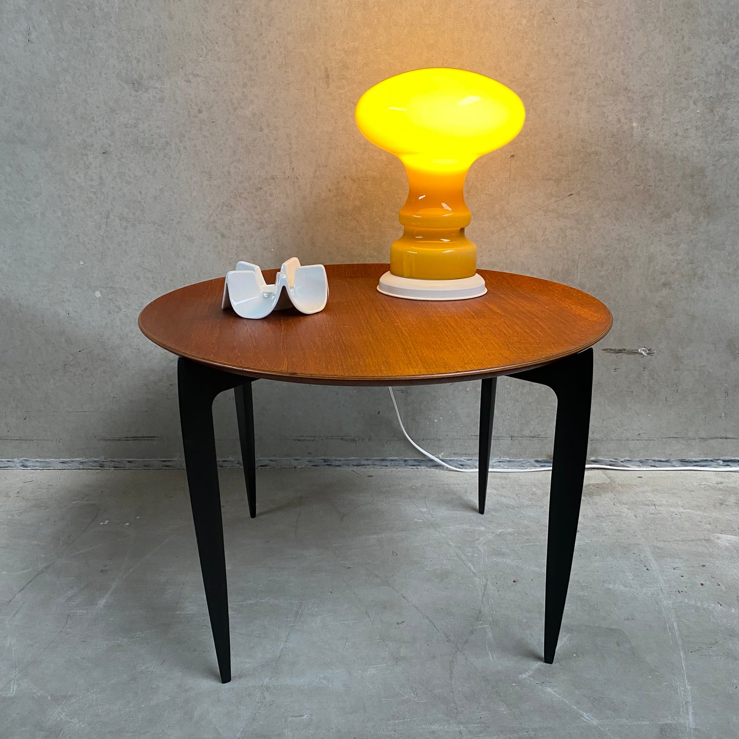 Lampe de table champignon en verre de Murano orange atomique, Italie 1970