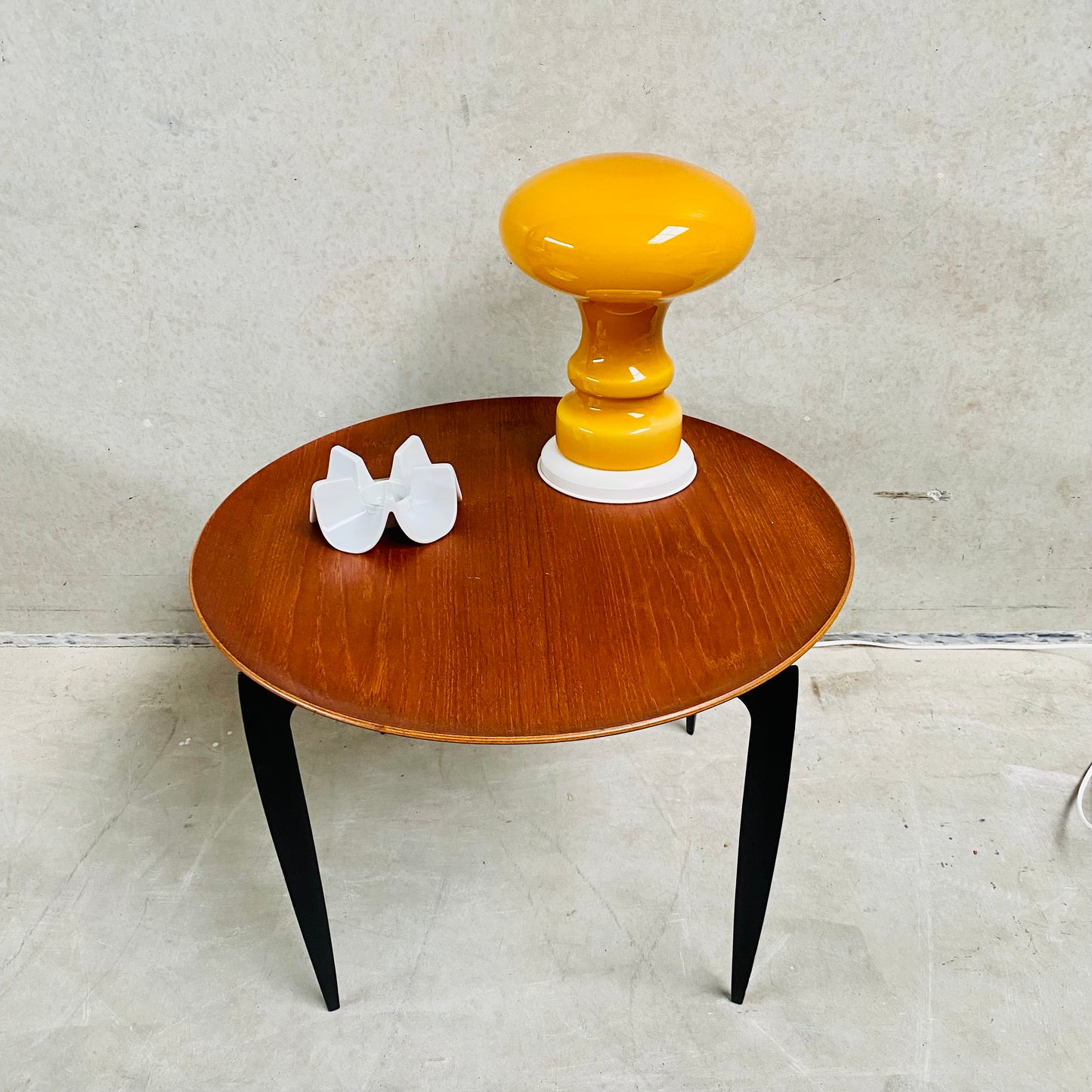 Lampe de table champignon en verre de Murano orange atomique, Italie 1970