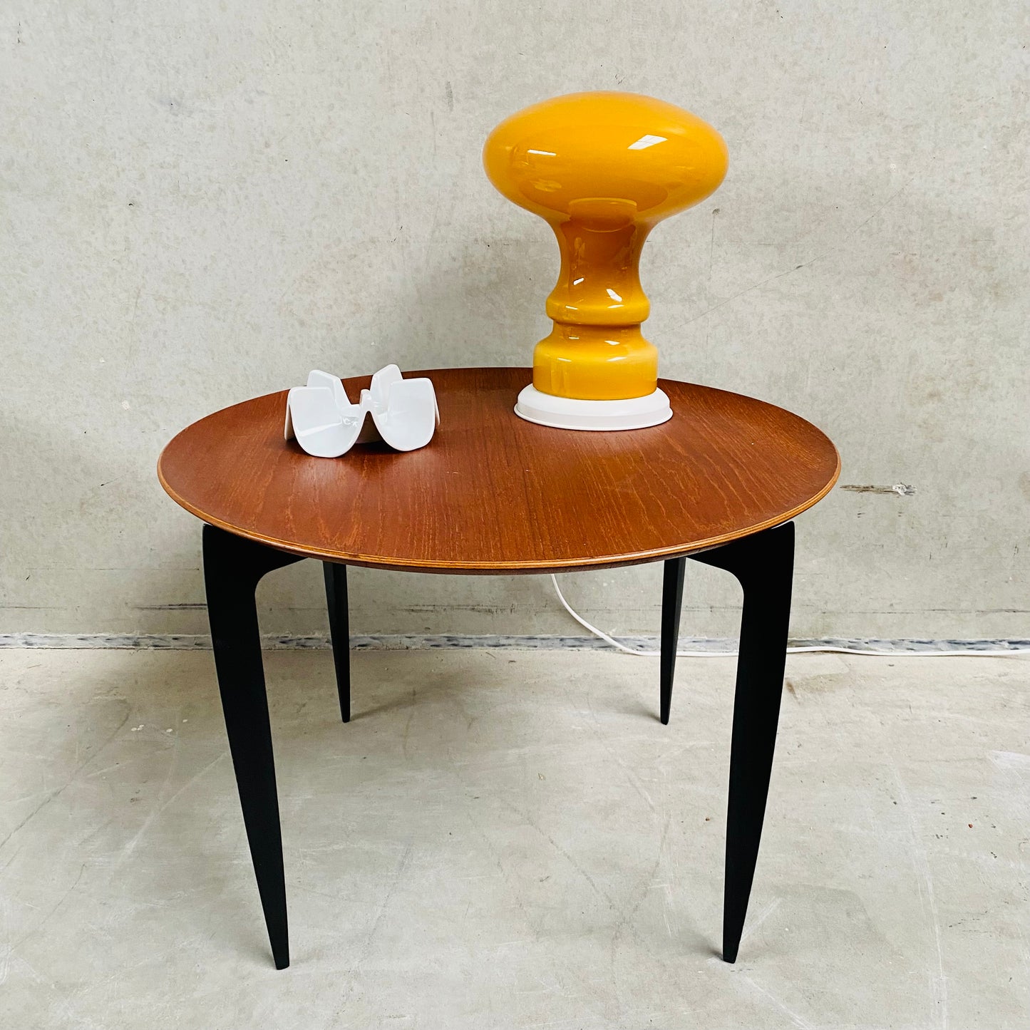 Lampe de table champignon en verre de Murano orange atomique, Italie 1970