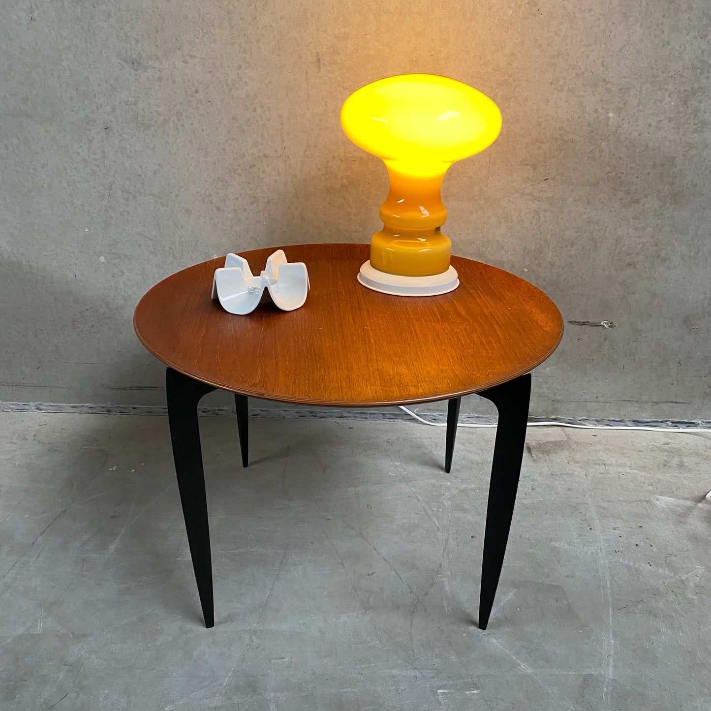 Lampe de table champignon en verre de Murano orange atomique, Italie 1970