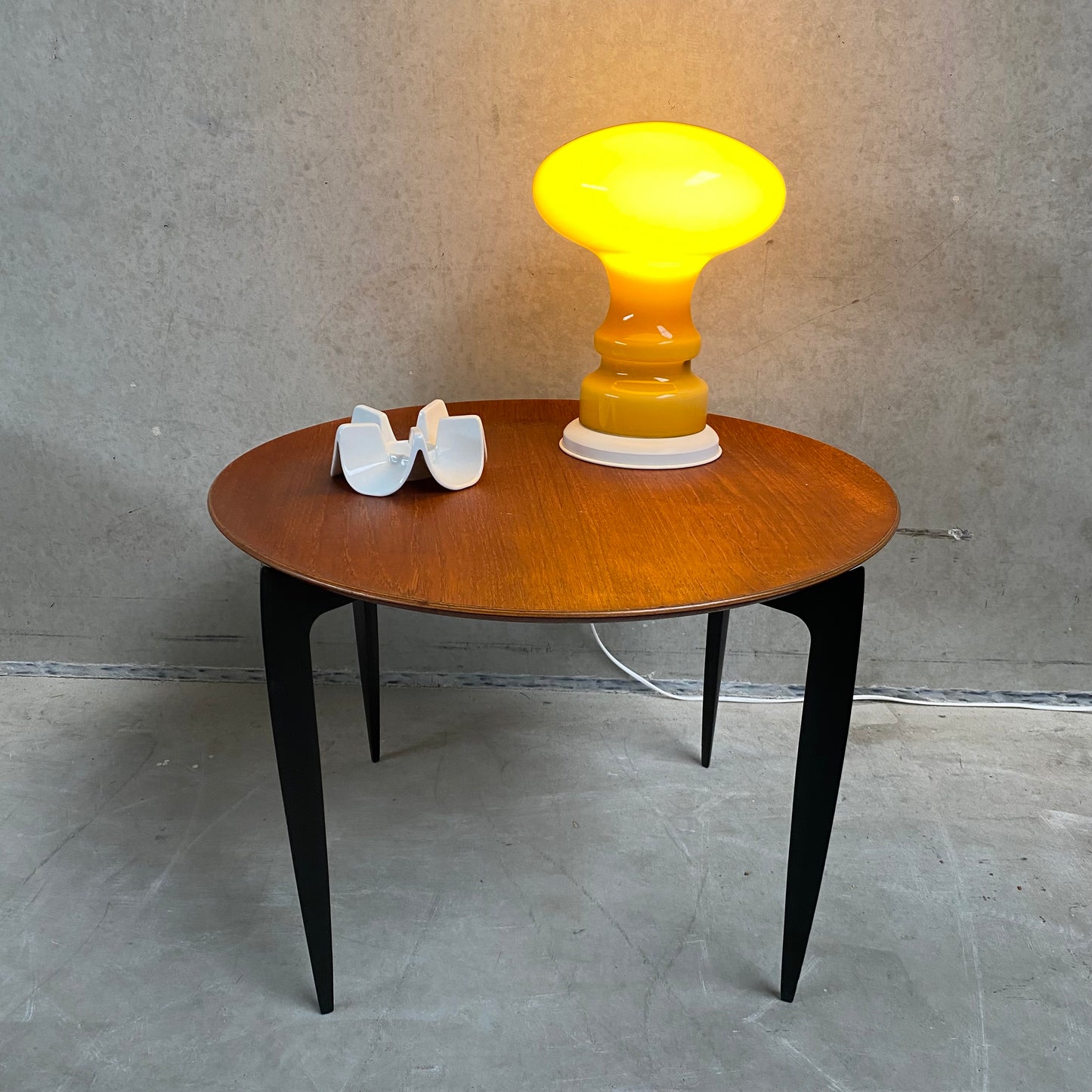 Lampe de table champignon en verre de Murano orange atomique, Italie 1970
