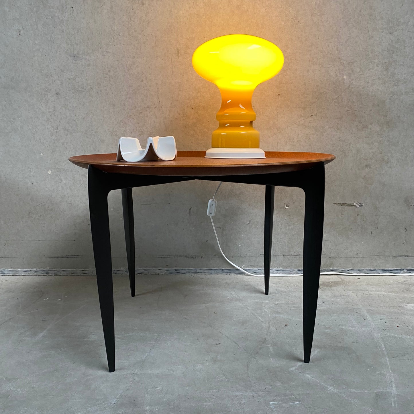 Lampe de table champignon en verre de Murano orange atomique, Italie 1970