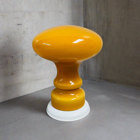 Lampe de table champignon en verre de Murano orange atomique, Italie 1970