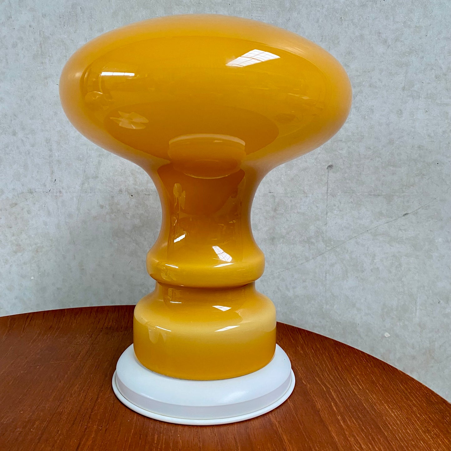 Lampe de table champignon en verre de Murano orange atomique, Italie 1970