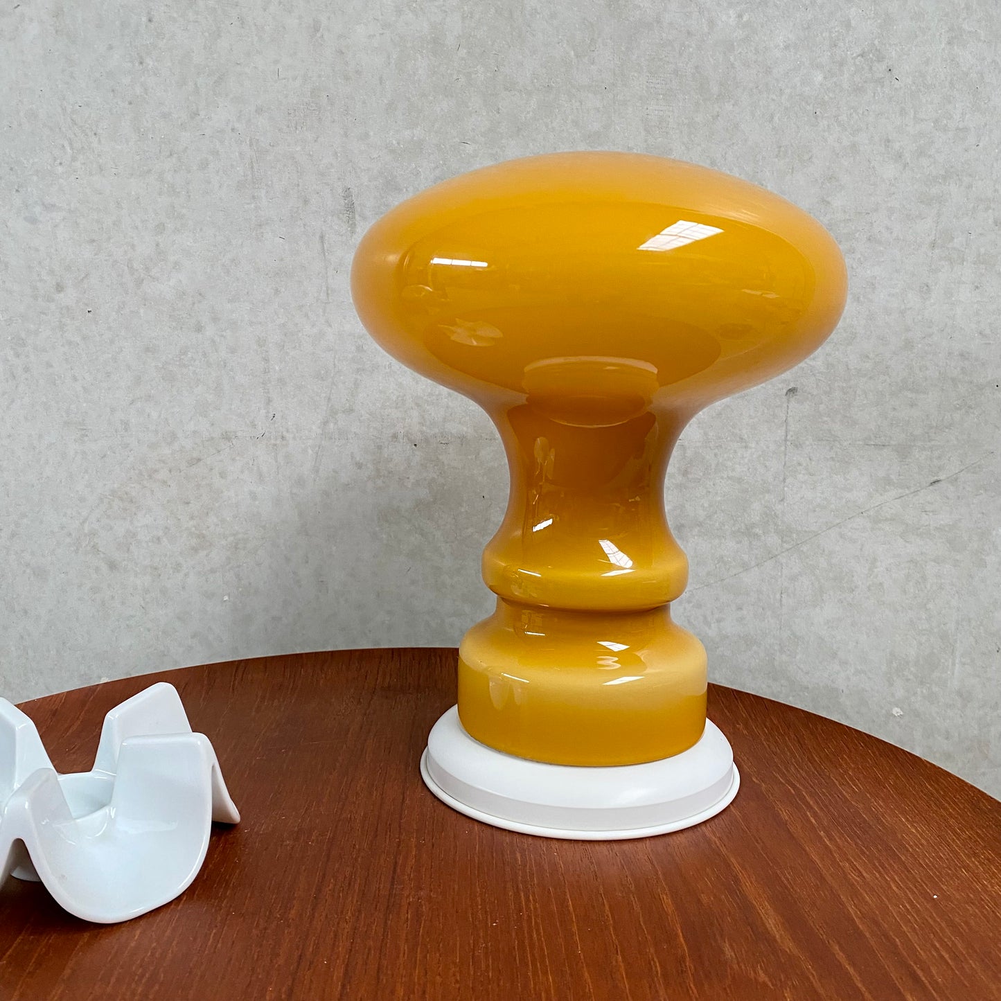 Lampe de table champignon en verre de Murano orange atomique, Italie 1970