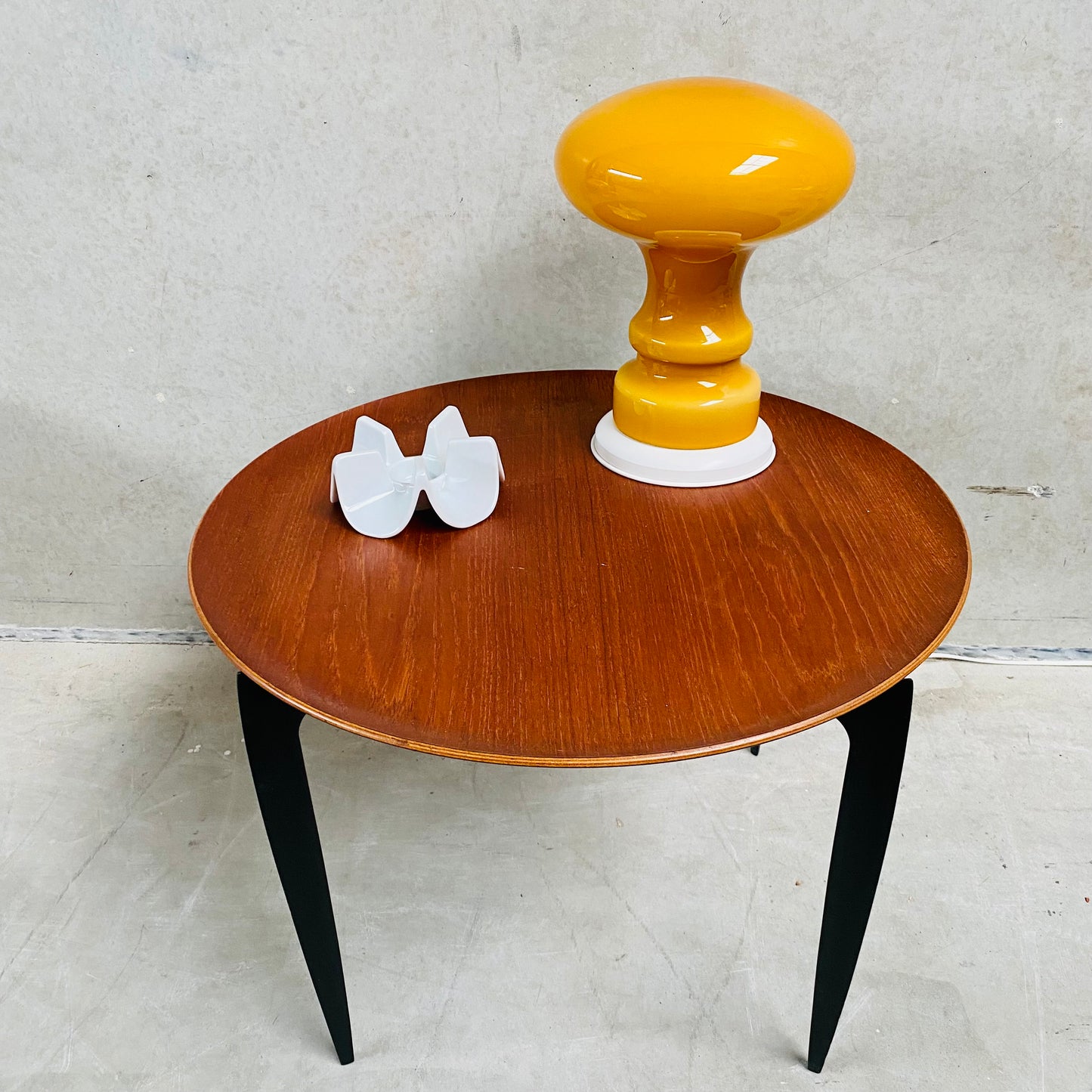 Lampe de table champignon en verre de Murano orange atomique, Italie 1970