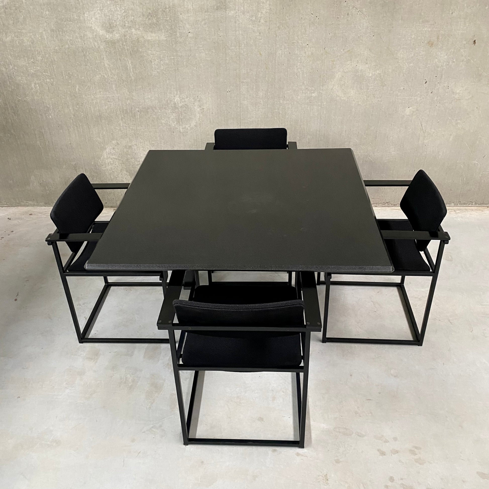 DINING TABLE AND CHAIRS BY PIERRE MAZAIRAC & KAREL BOONZAAIJER FOR PASTOE, NETHERLANDS 1980S