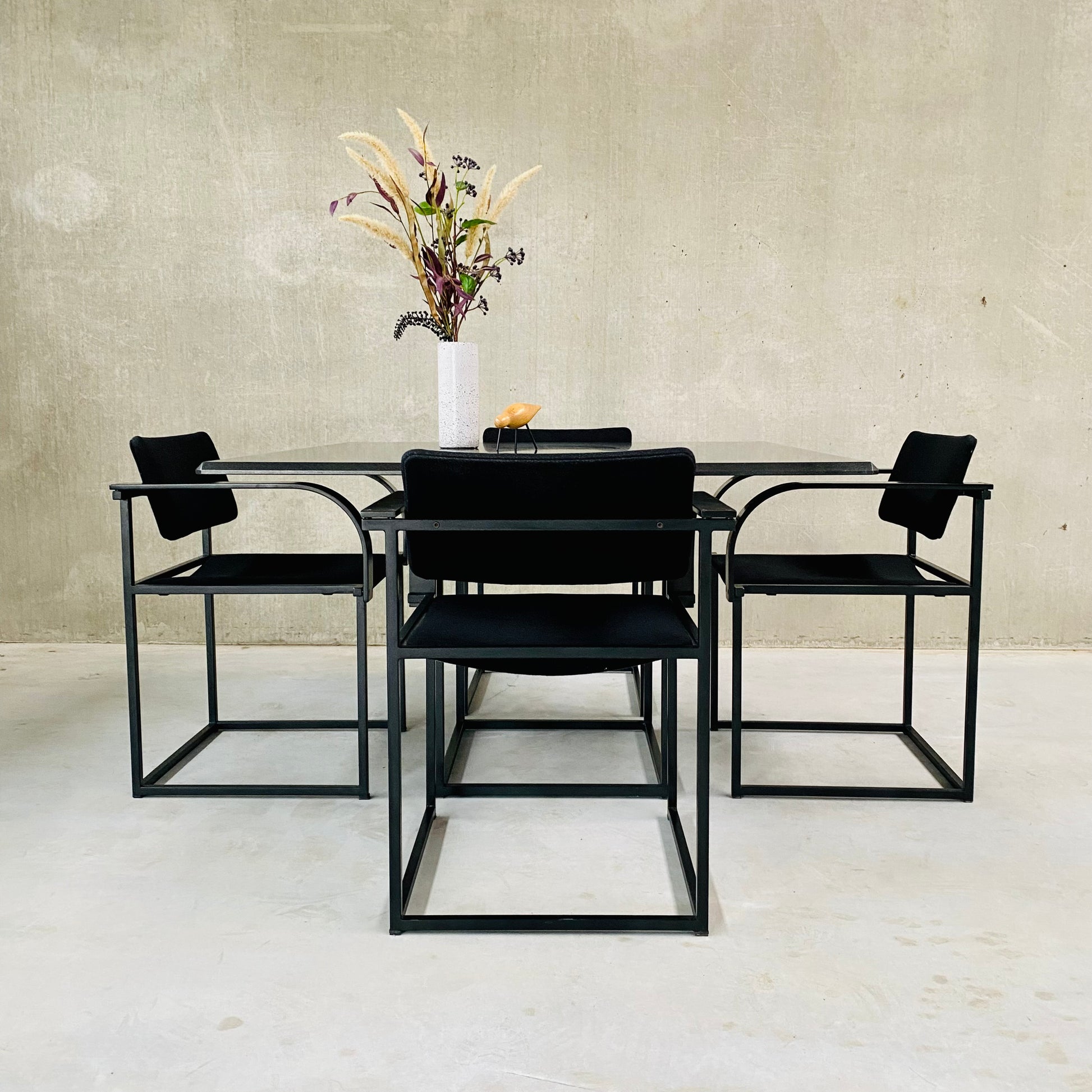 DINING TABLE AND CHAIRS BY PIERRE MAZAIRAC & KAREL BOONZAAIJER FOR PASTOE, NETHERLANDS 1980S