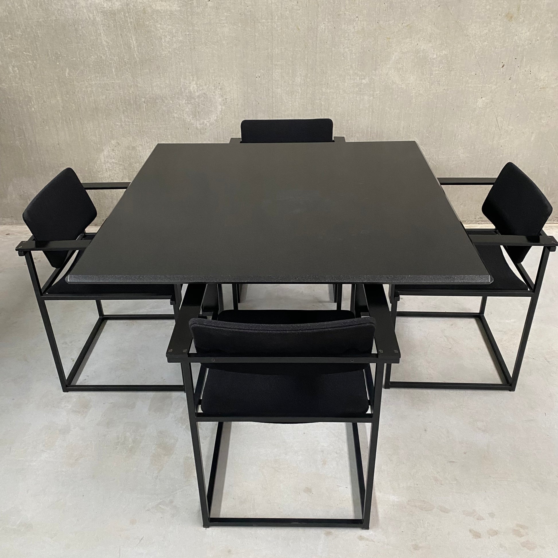 DINING TABLE AND CHAIRS BY PIERRE MAZAIRAC & KAREL BOONZAAIJER FOR PASTOE, NETHERLANDS 1980S