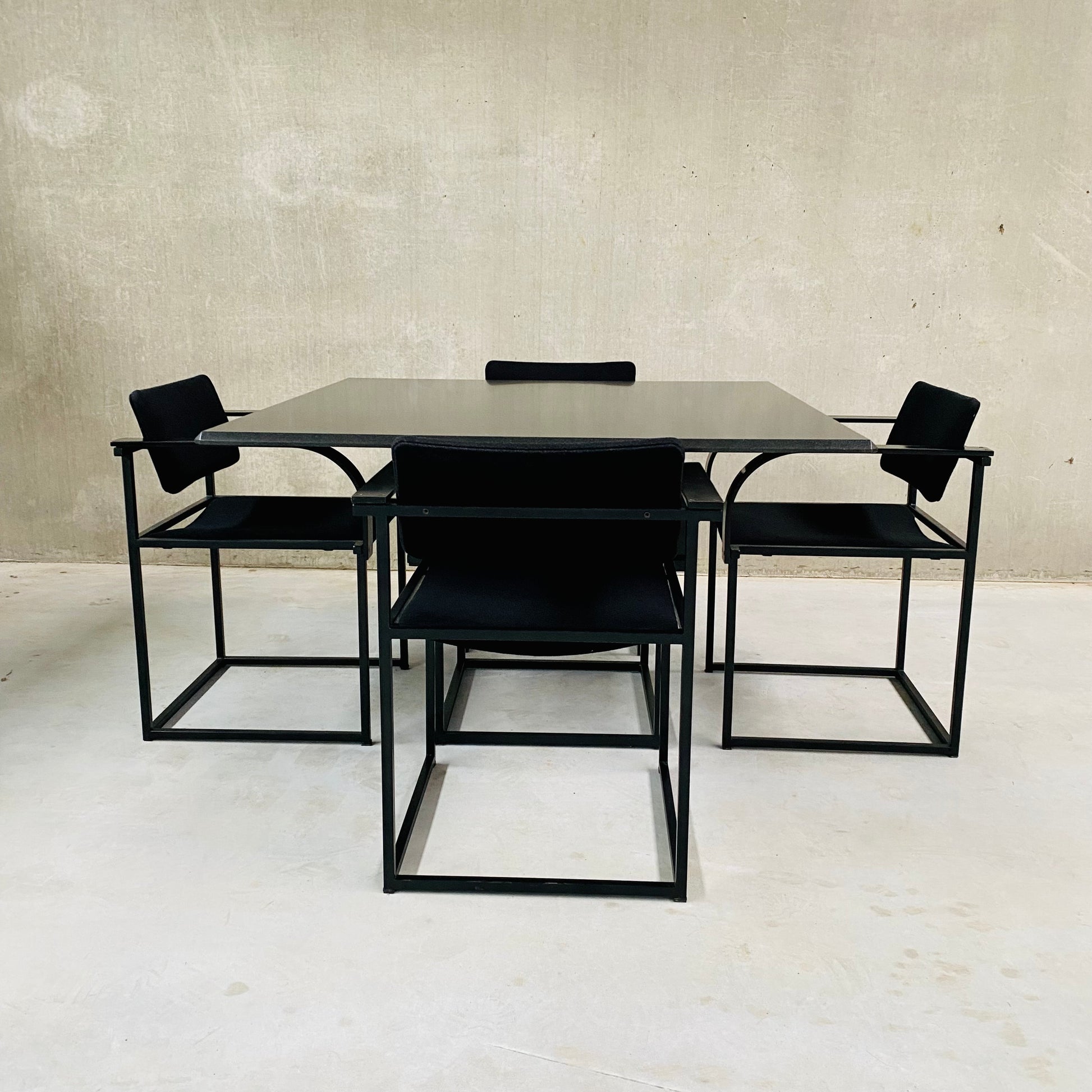 DINING TABLE AND CHAIRS BY PIERRE MAZAIRAC & KAREL BOONZAAIJER FOR PASTOE, NETHERLANDS 1980S