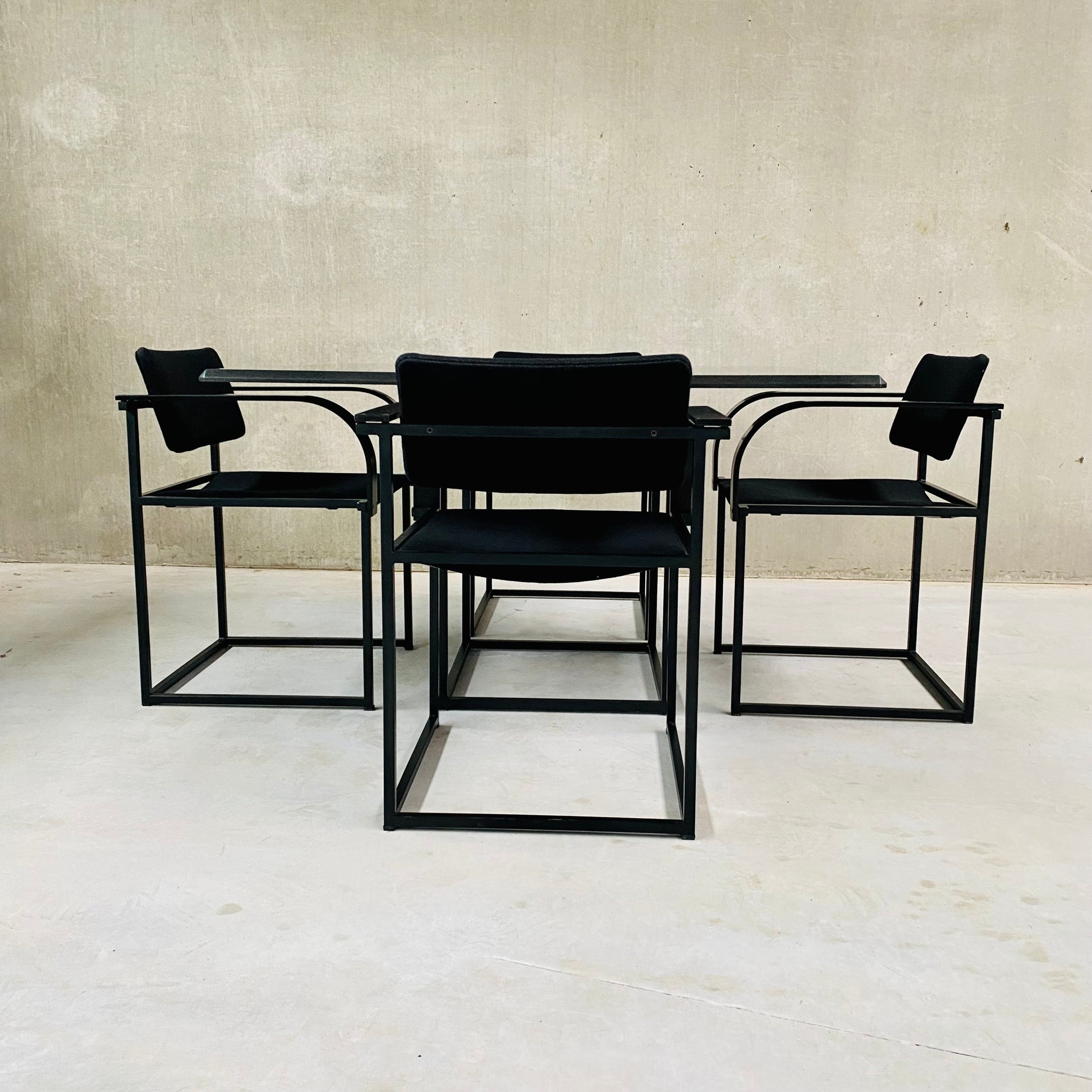 DINING TABLE AND CHAIRS BY PIERRE MAZAIRAC & KAREL BOONZAAIJER FOR PASTOE, NETHERLANDS 1980S