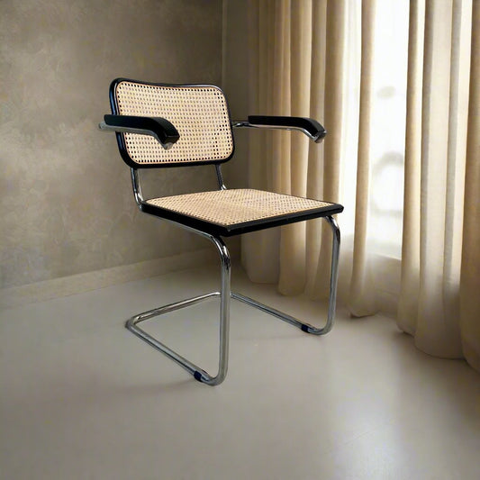 Chaise de salle à manger noire « Cesca » B32 de Marcel Breuer pour Fasem, Italie 1970