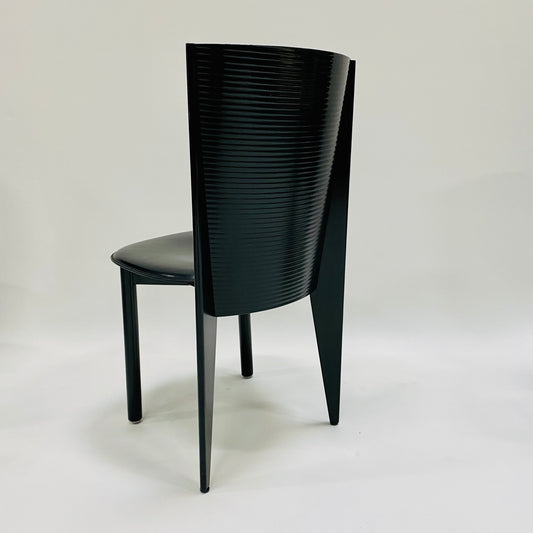 Satz von 4 schwarz lackierten Esszimmerstühlen für Calligaris, Italien 1980