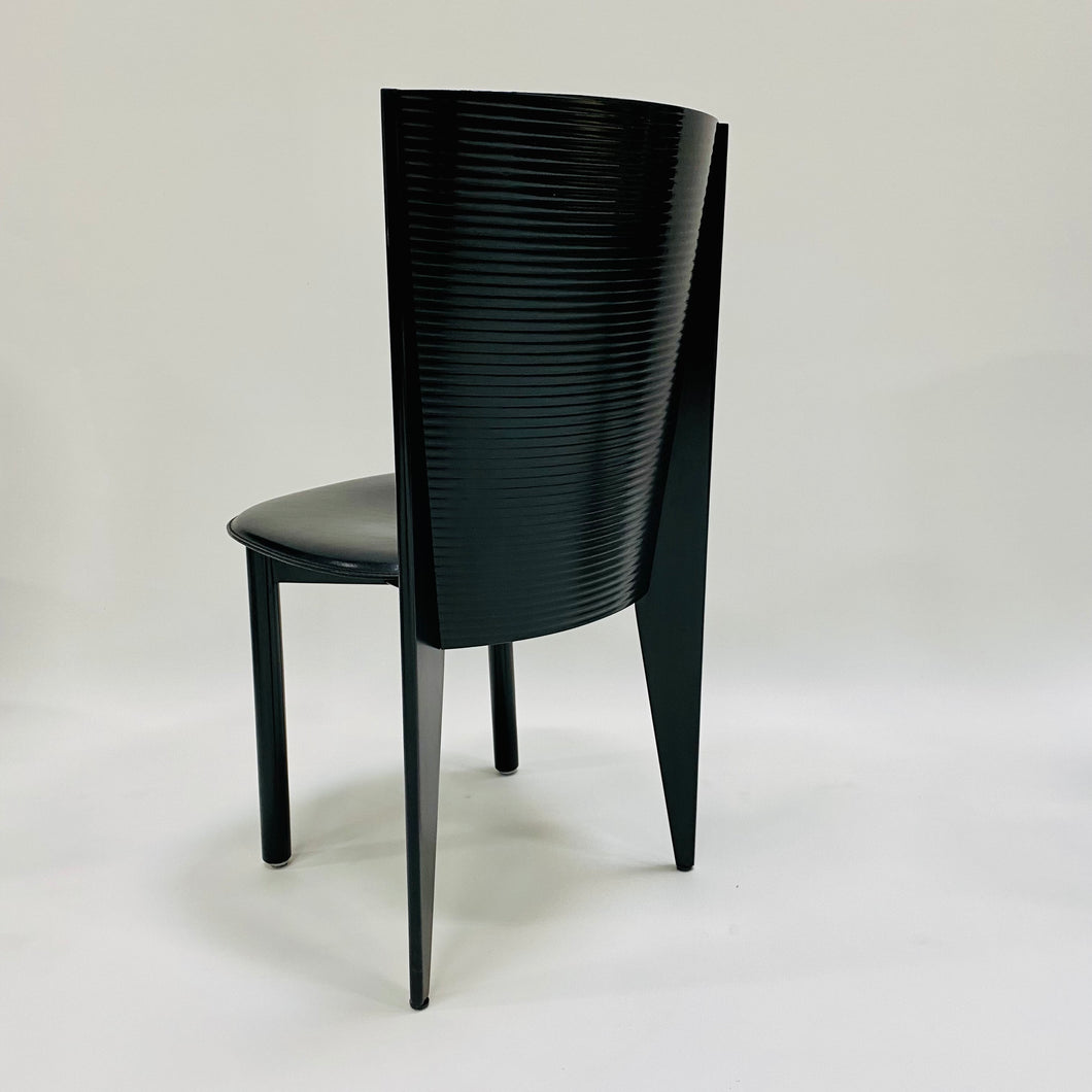 Set of 4 Black Lacquered Dining Chairs for Calligaris, Italy 1980