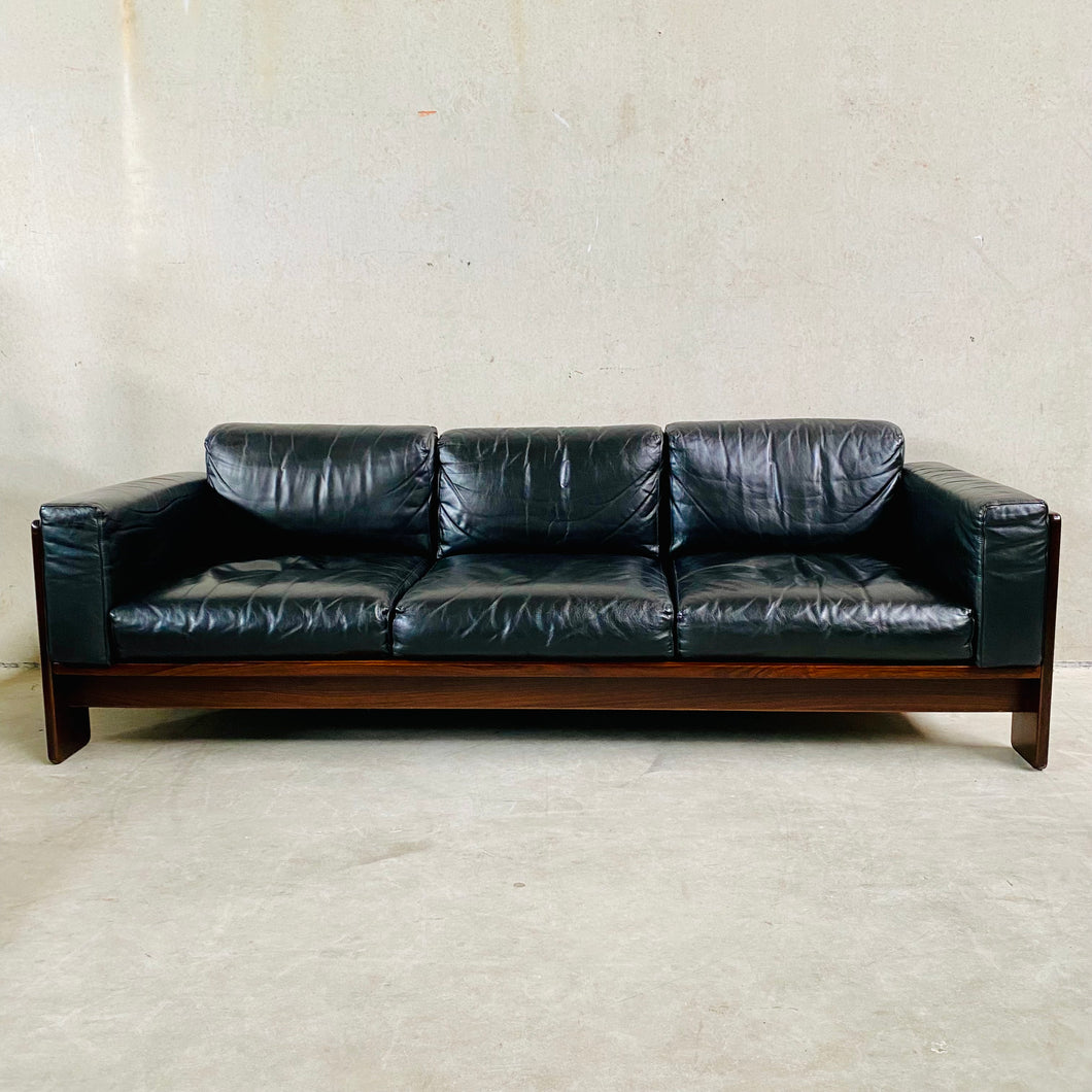 Black Leather 3-seater Sofa 