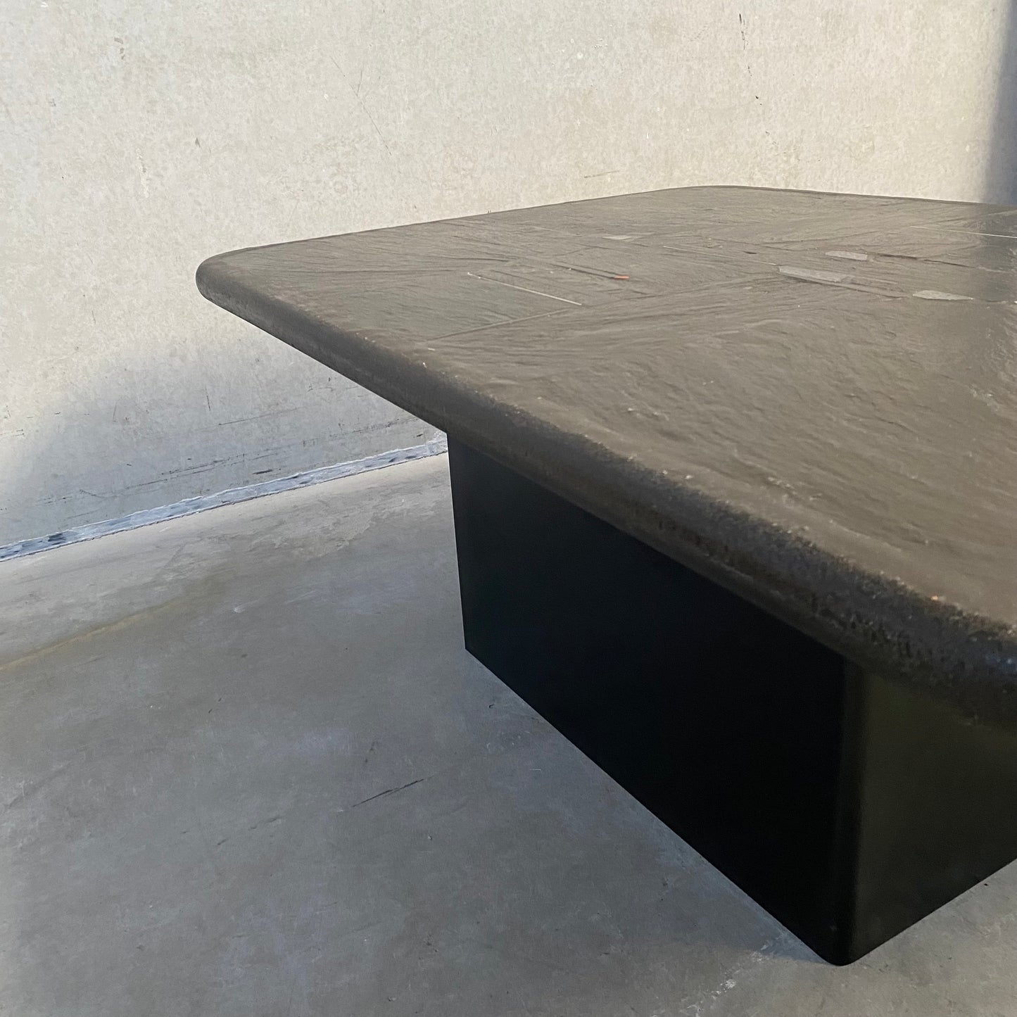 Black Blue Brutalist Coffee Table by Sculpter Paul Kingma, Netherlands 1989