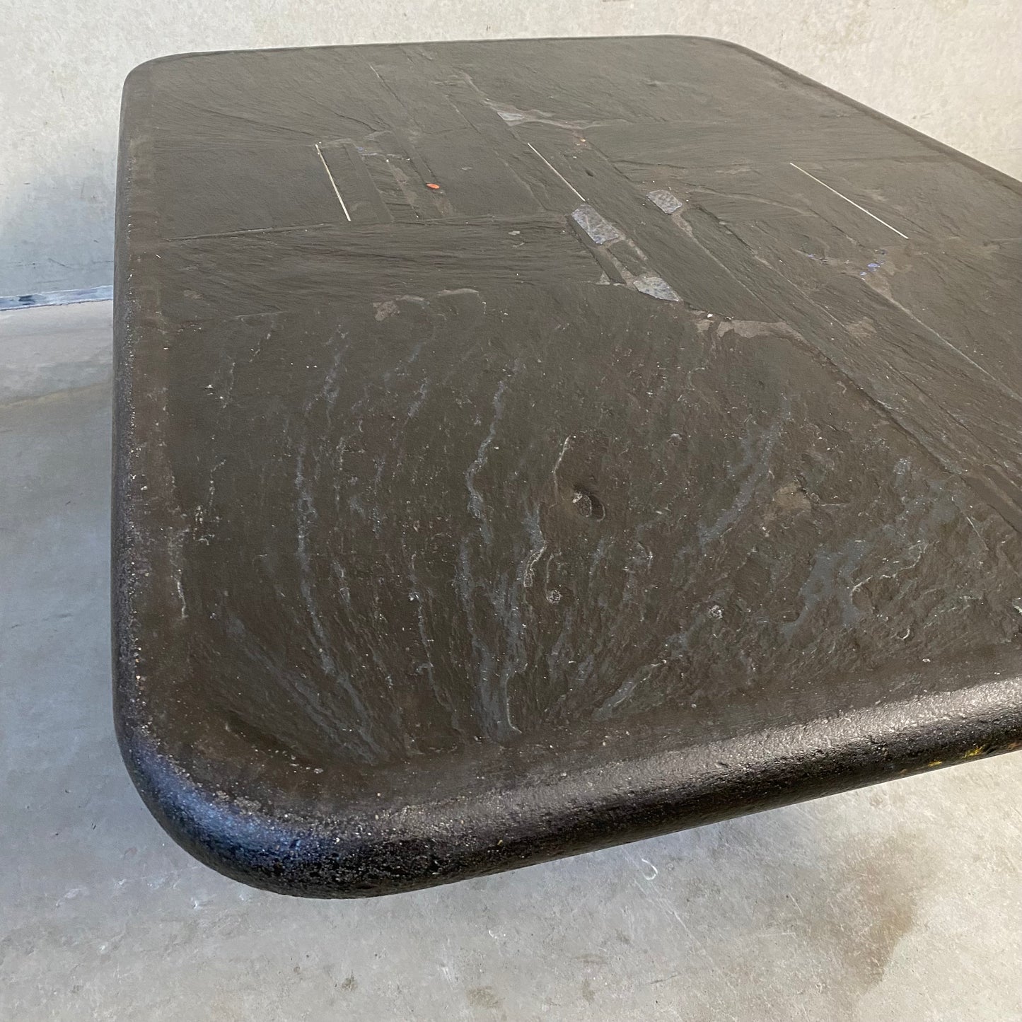 Black Blue Brutalist Coffee Table by Sculpter Paul Kingma, Netherlands 1989