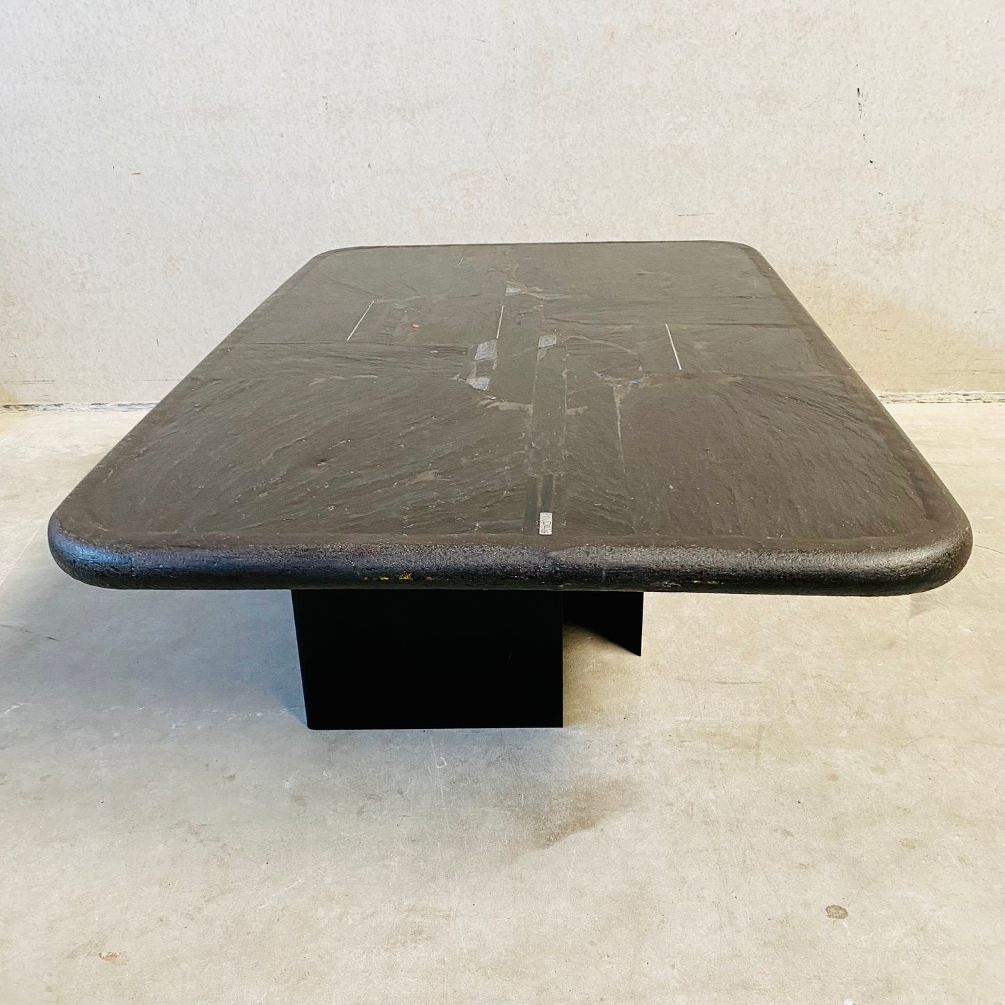 Black Blue Brutalist Coffee Table by Sculpter Paul Kingma, Netherlands 1989