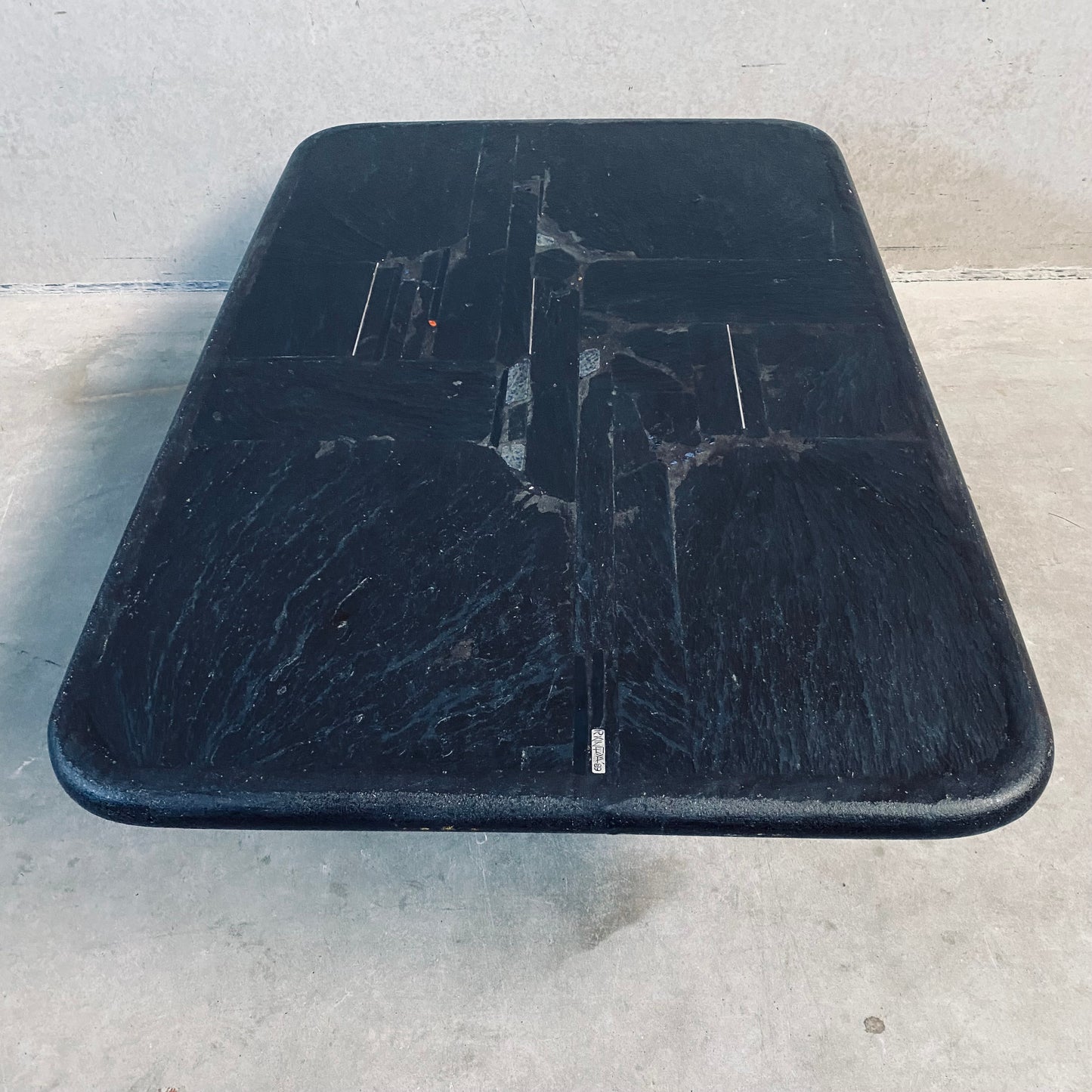 Black Blue Brutalist Coffee Table by Sculpter Paul Kingma, Netherlands 1989