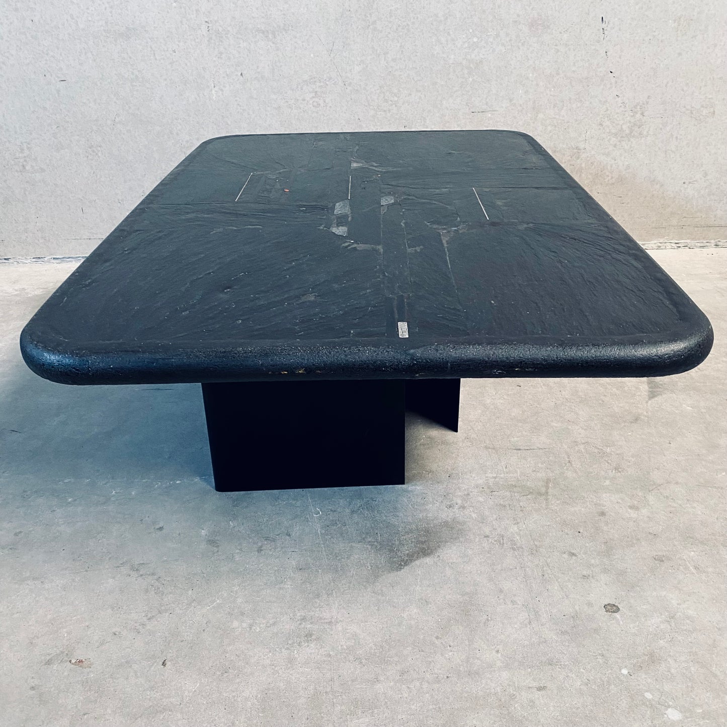 Black Blue Brutalist Coffee Table by Sculpter Paul Kingma, Netherlands 1989