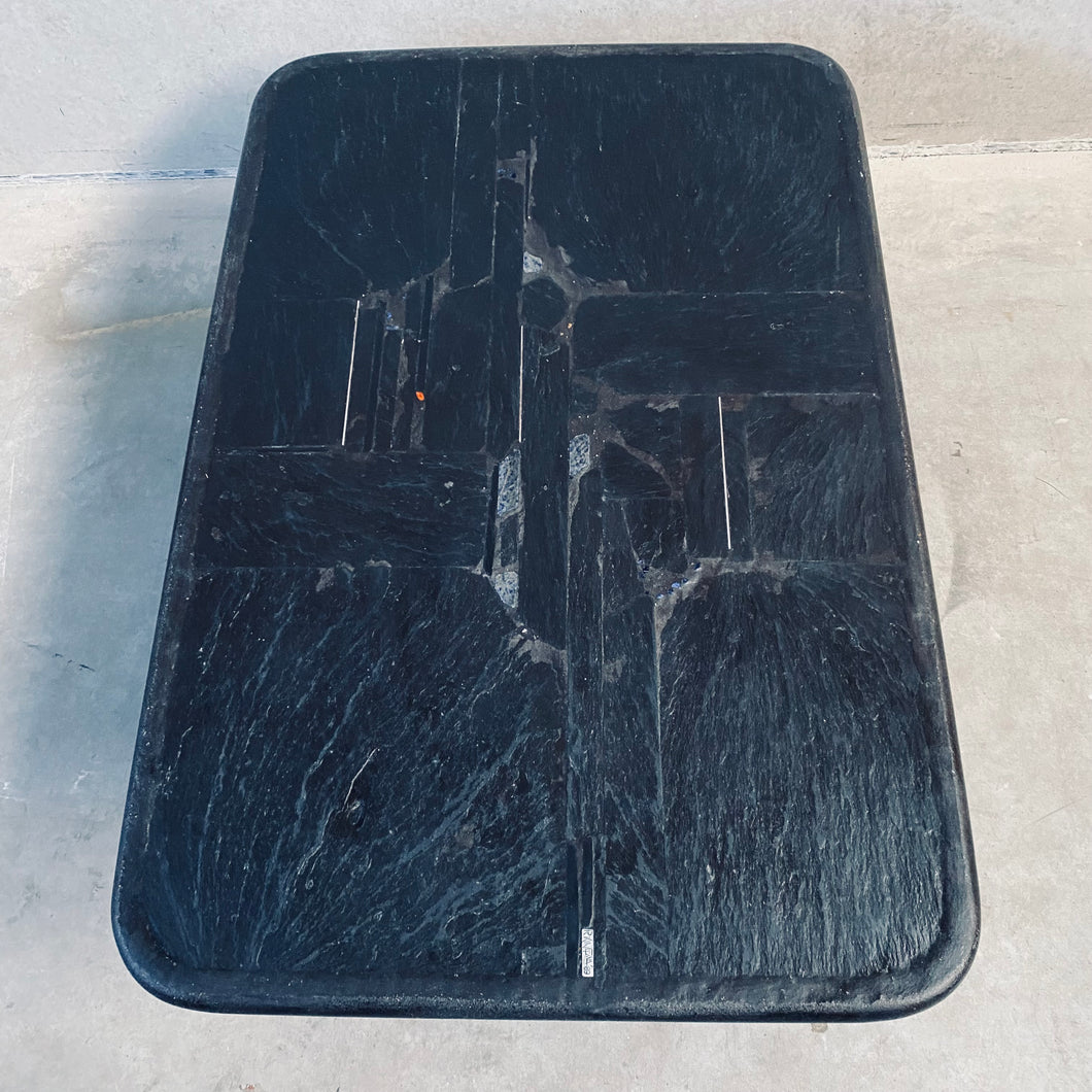 Black Blue Brutalist Coffee Table by Sculpter Paul Kingma, Netherlands 1989