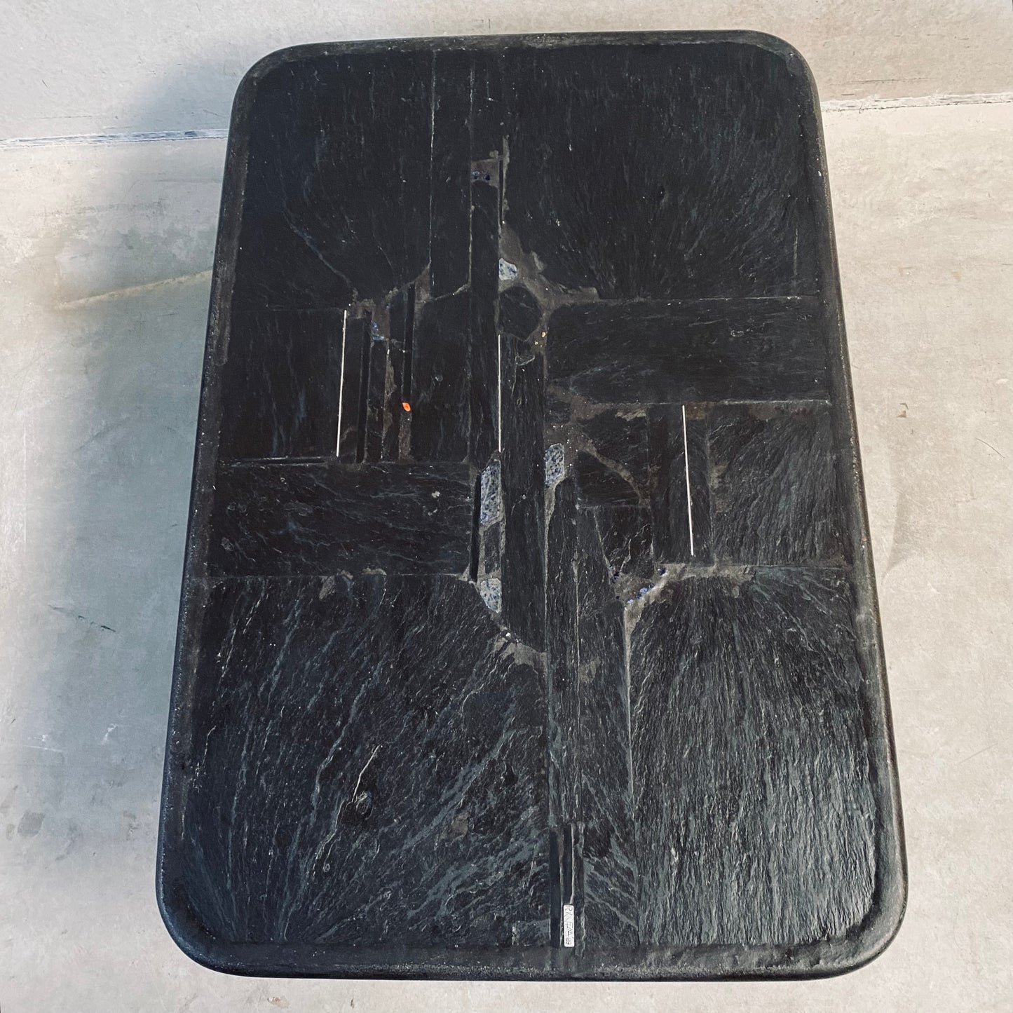 Black Blue Brutalist Coffee Table by Sculpter Paul Kingma, Netherlands 1989