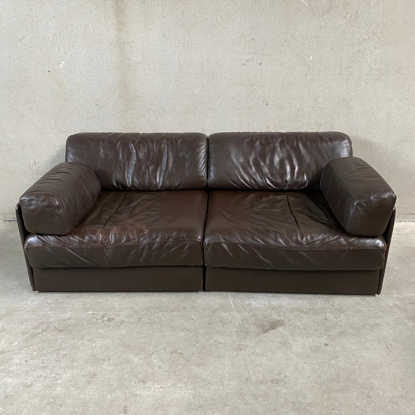 BROWN LEATHER DE SEDE DS-76 MODULAR SOFA, SWITZERLAND 1970S