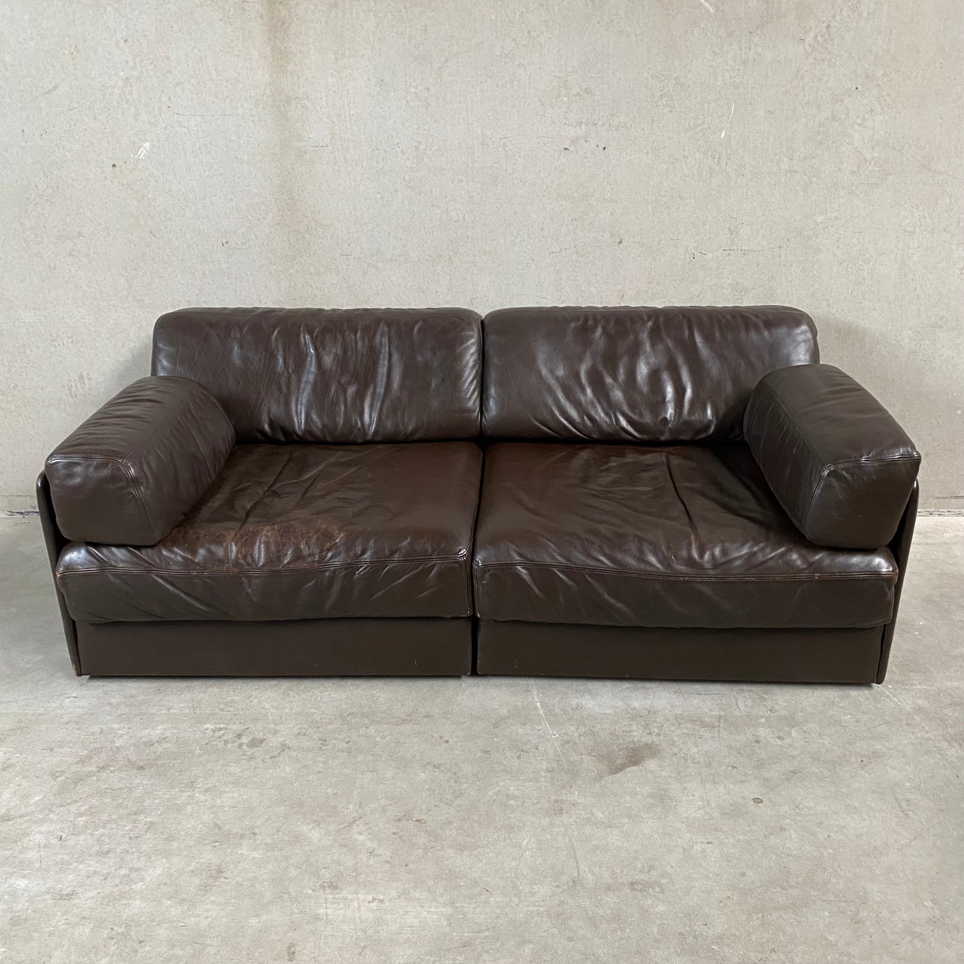 BROWN LEATHER DE SEDE DS-76 MODULAR SOFA, SWITZERLAND 1970S