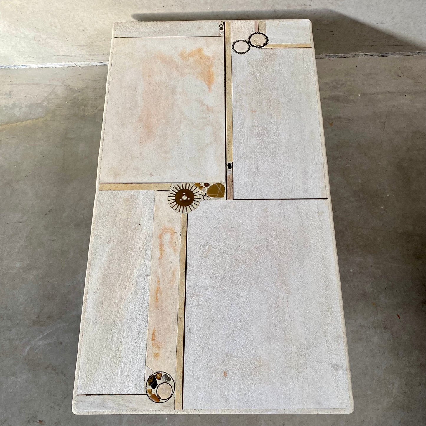 BRUTALIST COFFEE TABLE DESIGNED AND MADE BY A. STAM, NETHERLANDS 1980s