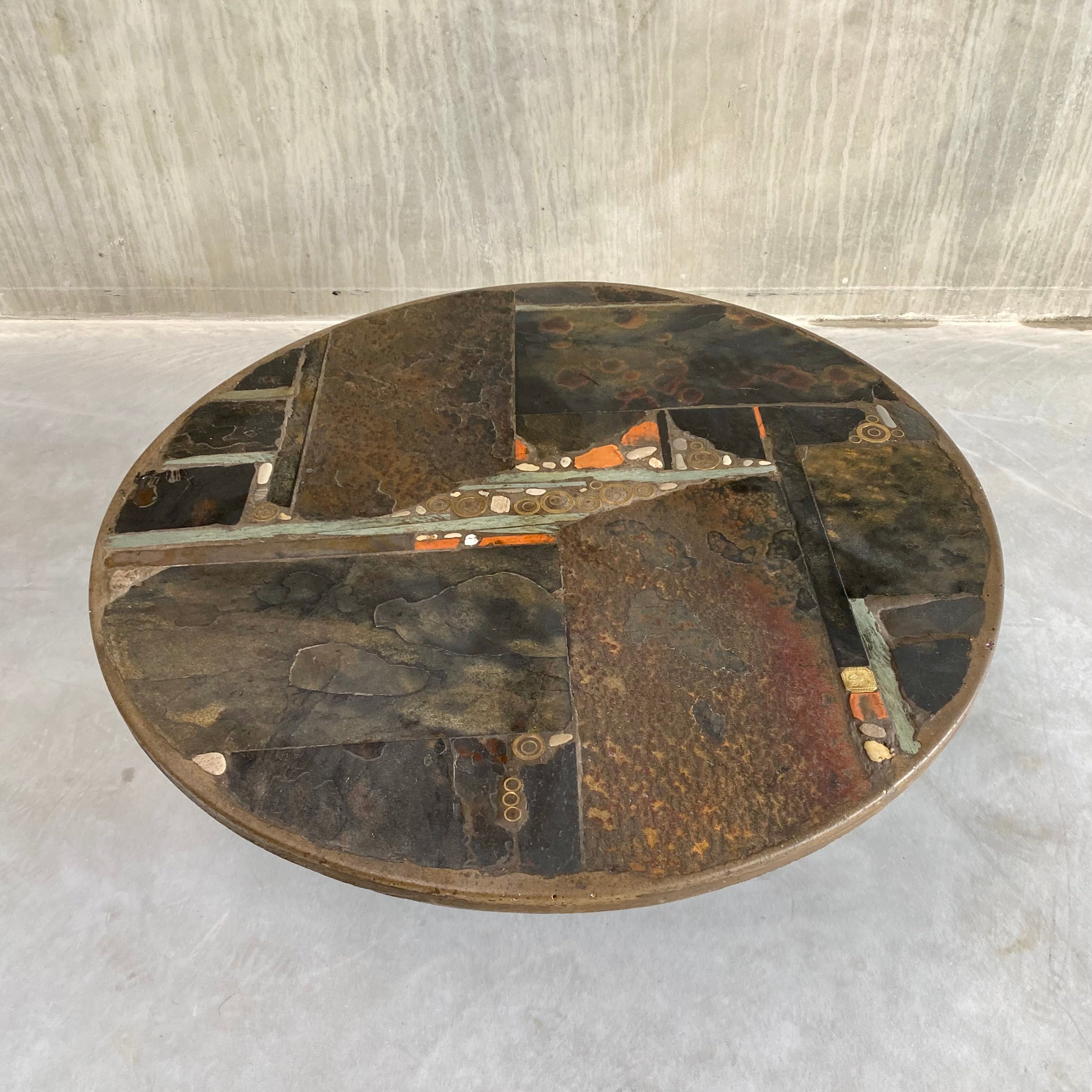 Brutalist Round Coffee Table by Sculptor Paul Kingma, Netherlands