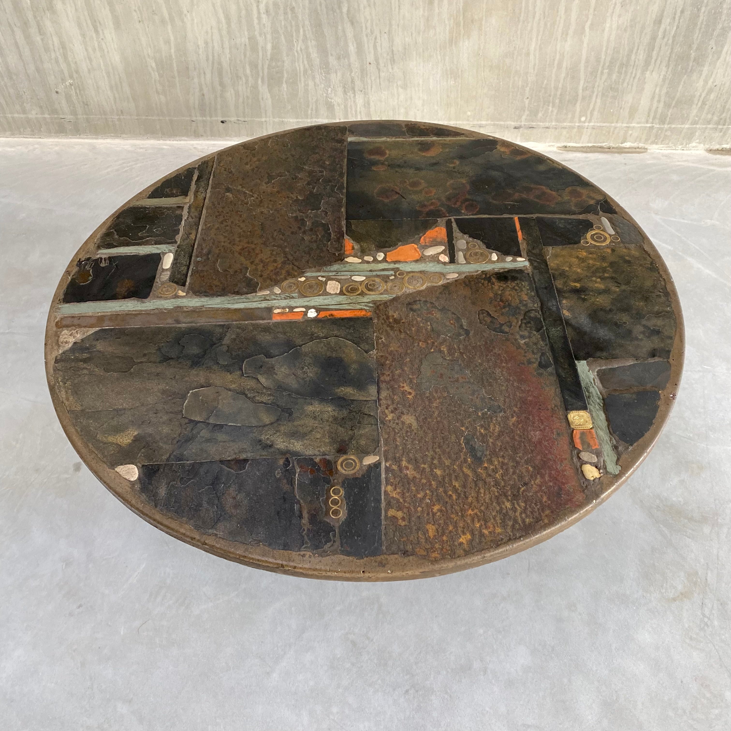 Brutalist Round Coffee Table by Sculptor Paul Kingma, Netherlands